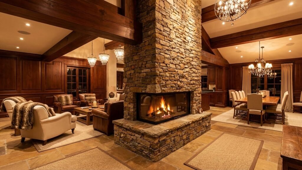 rustic bedroom fireplace