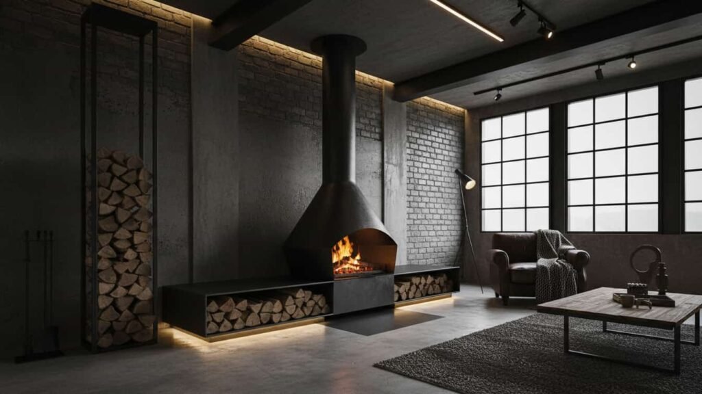 antique freestanding fireplace