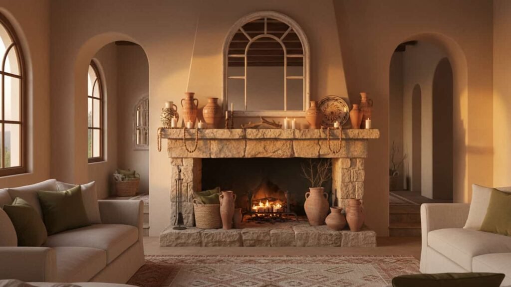 autumn fireplace mantel decor