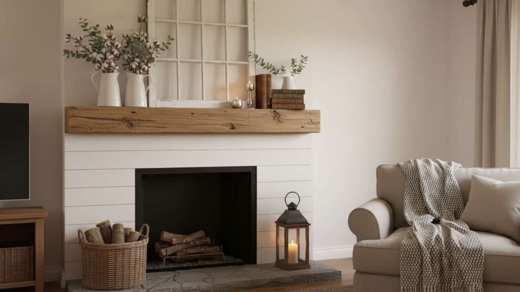 fall fireplace mantel decor