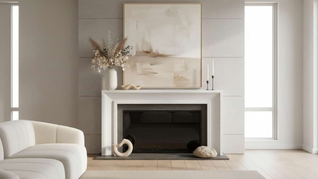 fireplace mantel decor around tv