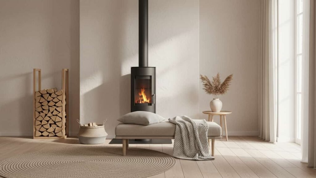 modern freestanding fireplace