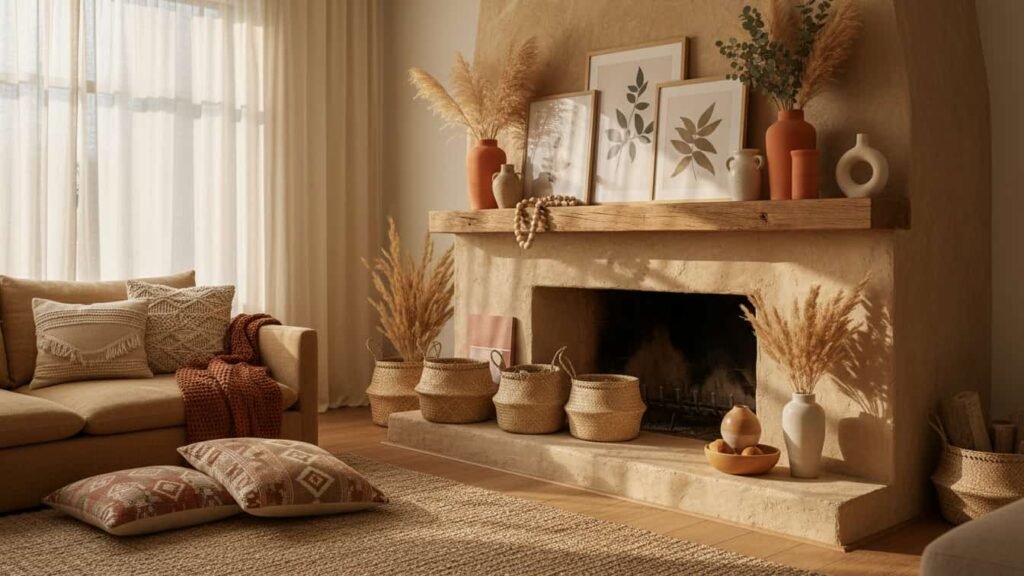 wood fireplace mantel decor